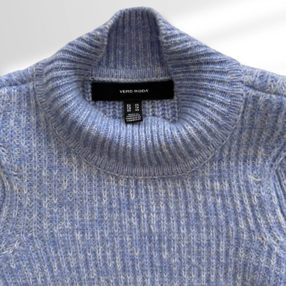 💙 Vero Moda Two-Tone Blue Warm Ribbed Knit Sweater | Women’s Size XS - Picture 4 of 6